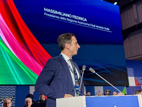 Il governatore Fedriga alla cerimonia sulla Nave Trieste